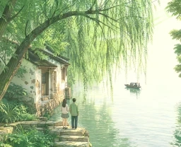 垂柳梢头