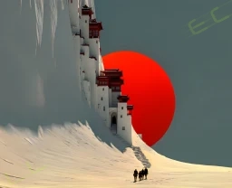 雪坡红檐