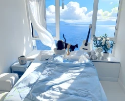 窗畔黑猫