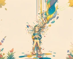 颜料漩涡的少女